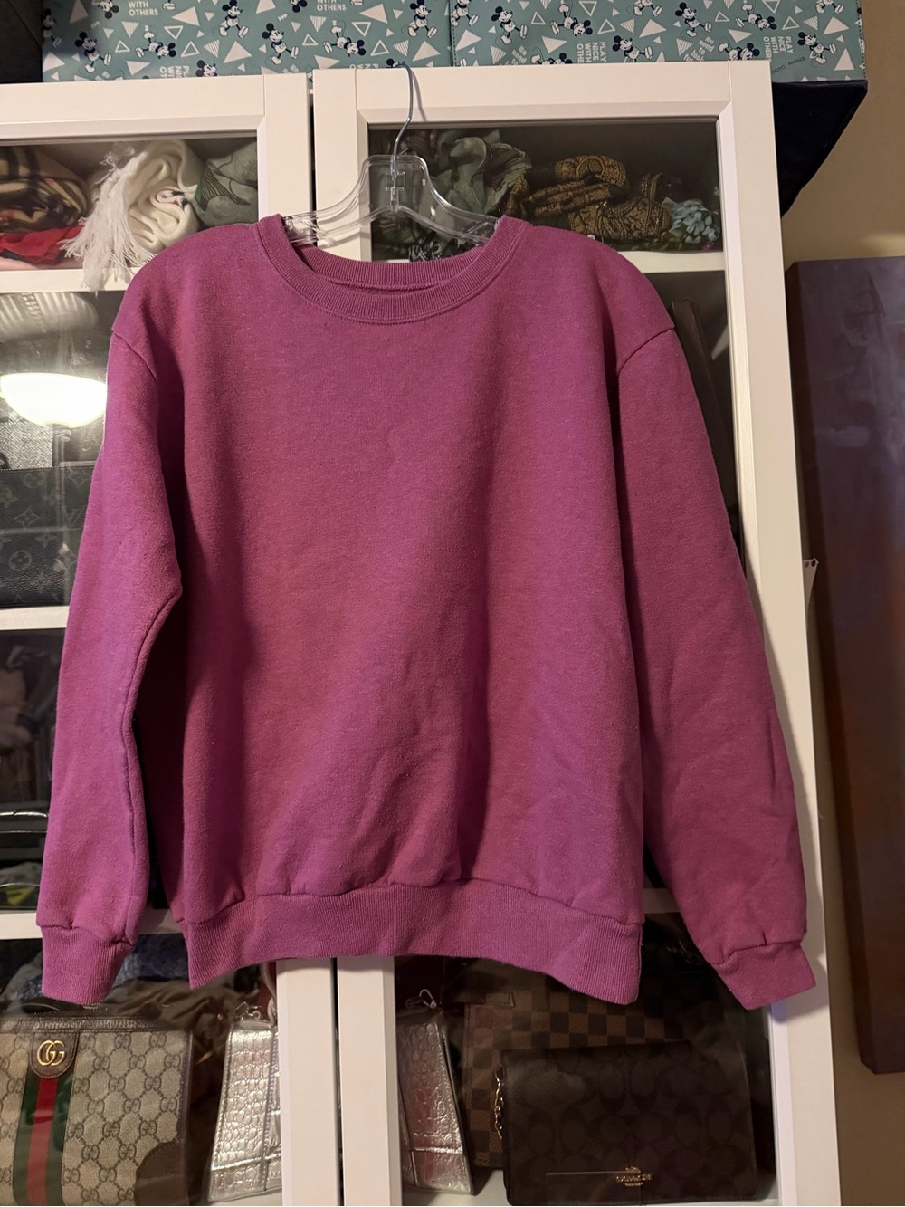 Hanes Women’s Pullover Sweatshirt Crew Neck Purple Medium